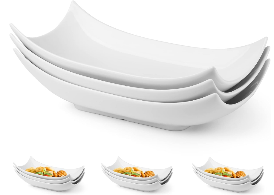 Decorative Bowl Serving Platter White Serving Dishes Decorative Centerpiece Deep Serving Bowl Serving Dishes and Platters 12-Inch Set of 3 for Thanksgiving