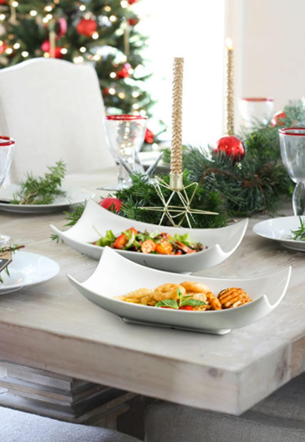 Decorative Bowl Serving Platter White Serving Dishes Decorative Centerpiece Deep Serving Bowl Serving Dishes and Platters 12-Inch Set of 3 for Thanksgiving