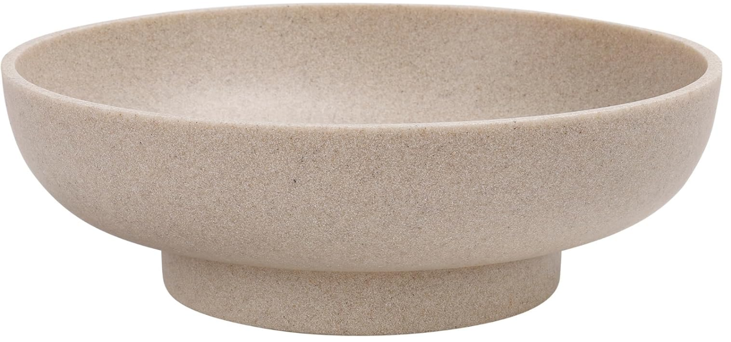 Large Decorative Bowl, Modern Handicraft Resin Bowls for Home Decor, Decorative Fruit Bowl for Kitchen Counter, Stylish Key Bowl for Entry Table, Artificial Stone Resin Beige