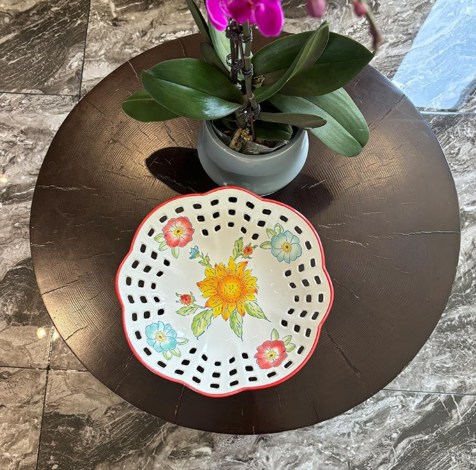 Ceramic Fruit Bowl or Decorative Pedestal Bowl for Table Décor, 10" Fruit Basket for Kitchen Counter or Home Decor, Fruit & Vegetable Holder, Large Ceramic Fruit Bowl for Home Decorative Centerpiece