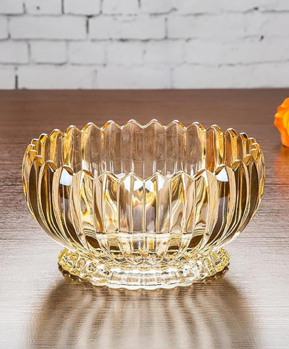 glass candy plate with cover, crystal candy bowl, fruit plate, decorative bowl (Amber)
