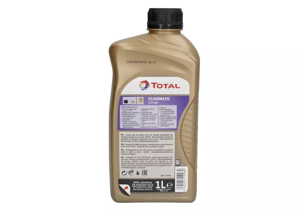 Huile de transmission ATF TOTAL ENERGIES 214027 Fluidmatic CVT MV 1L