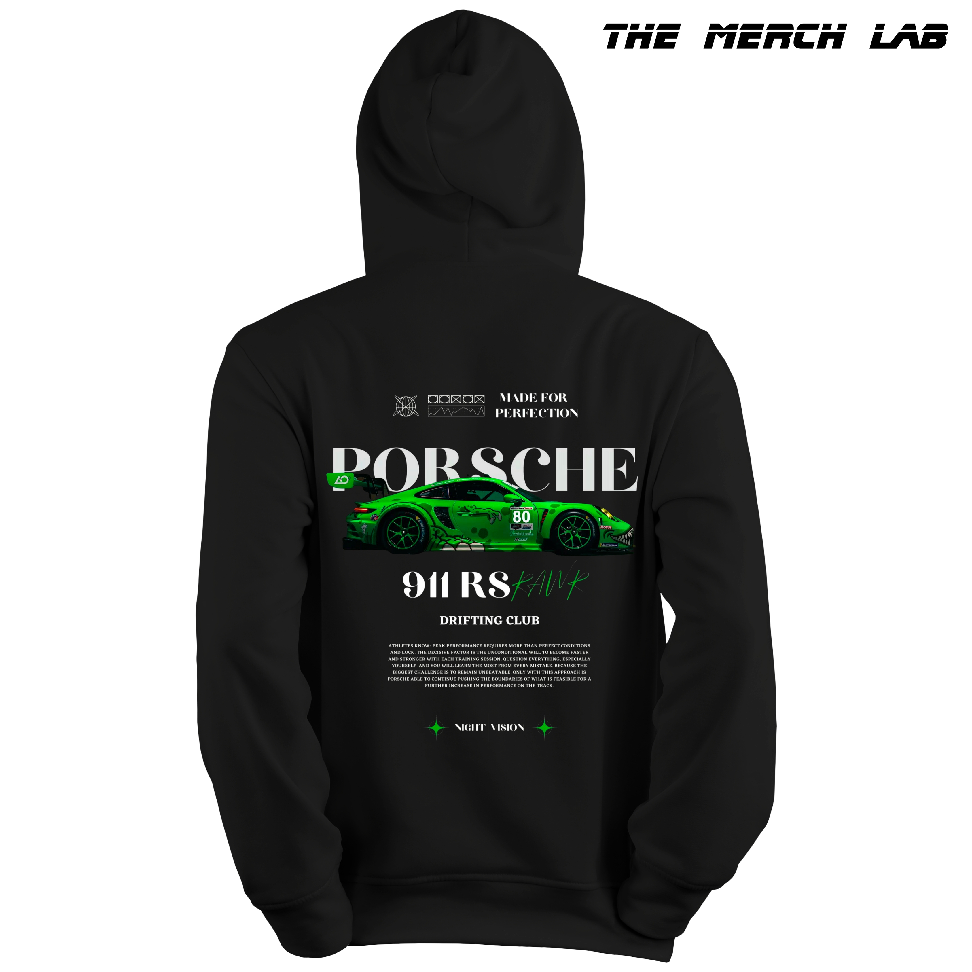 Porsche 911 Black Hoodie (Verde)