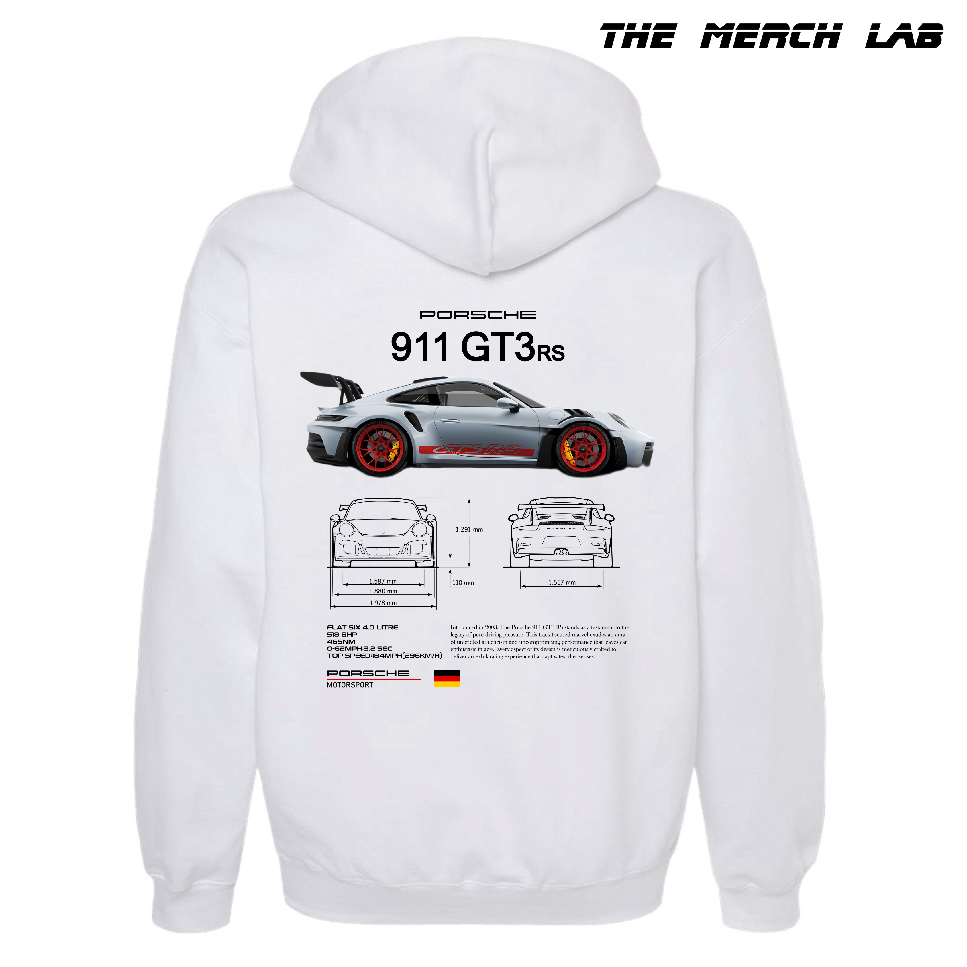 Porsche 911 White Hoodie