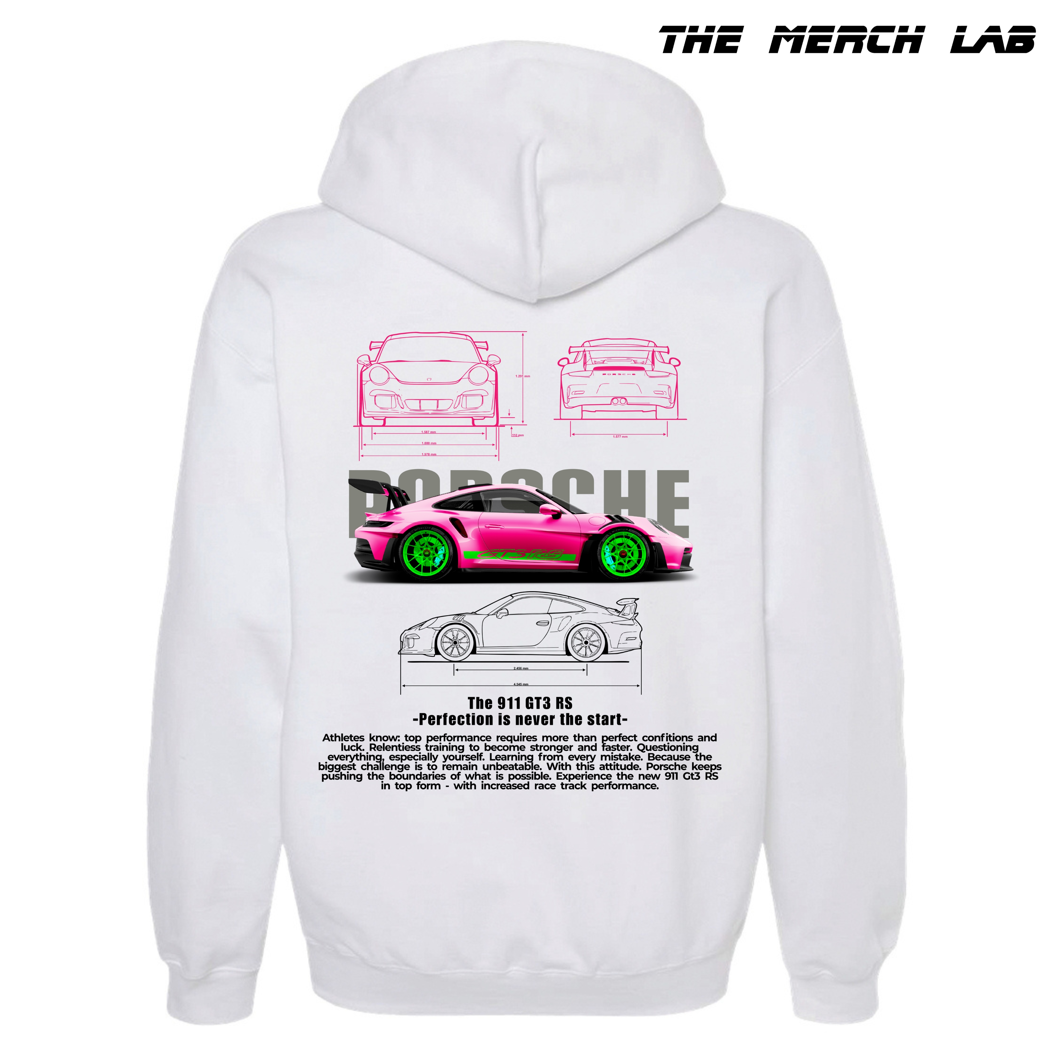 Porsche 911 White Hoodie(Pink)