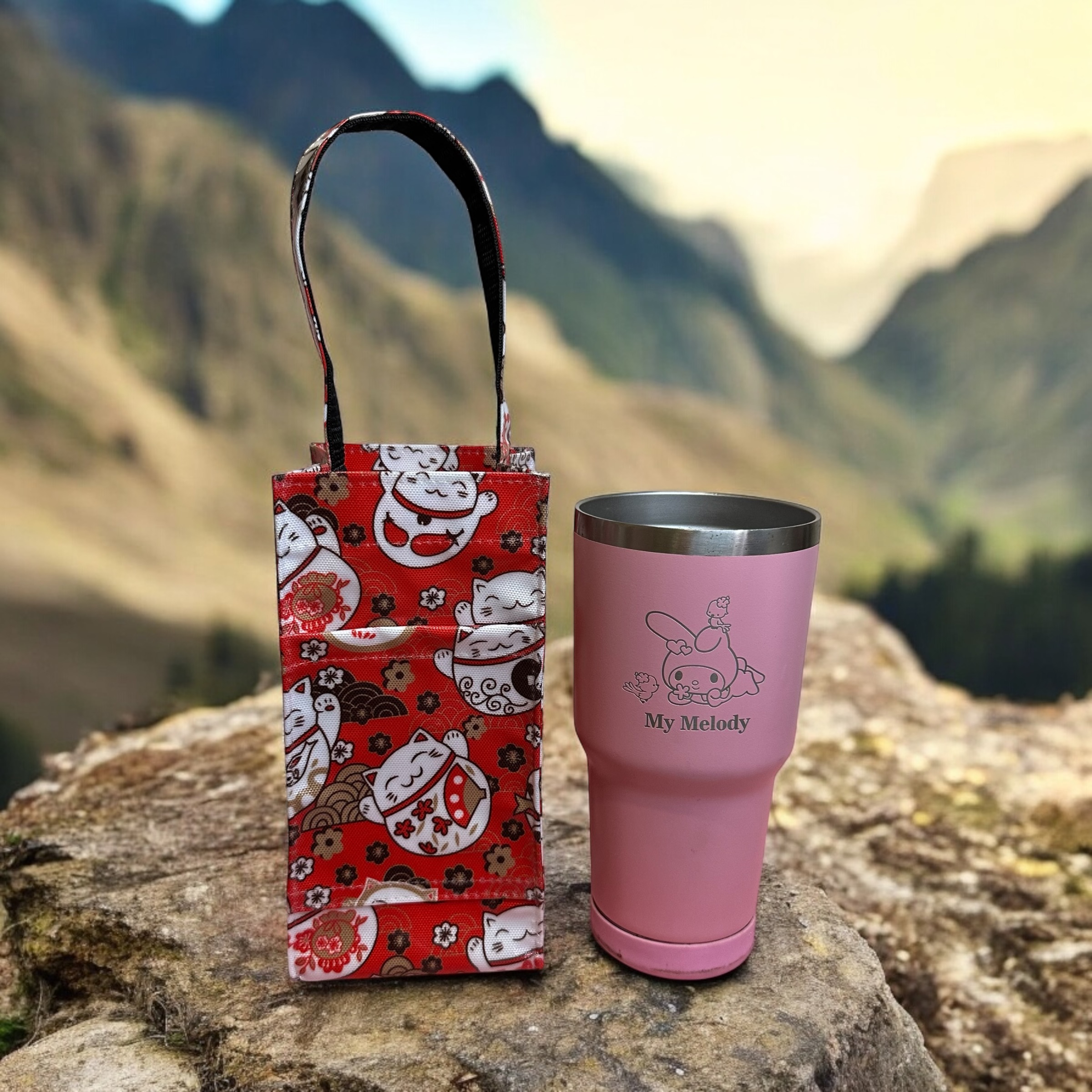 Red Lucky Cat Flask Bag