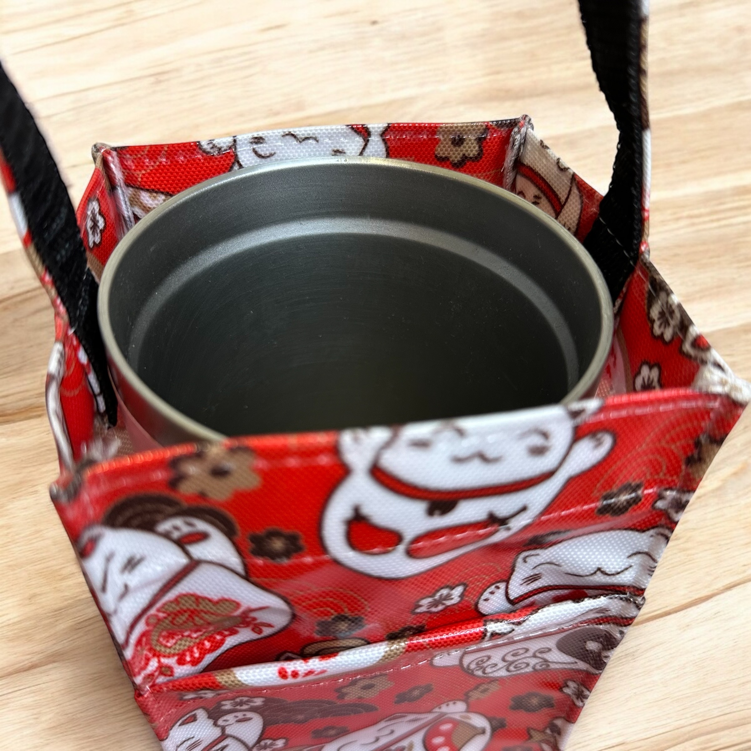 Red Lucky Cat Flask Bag