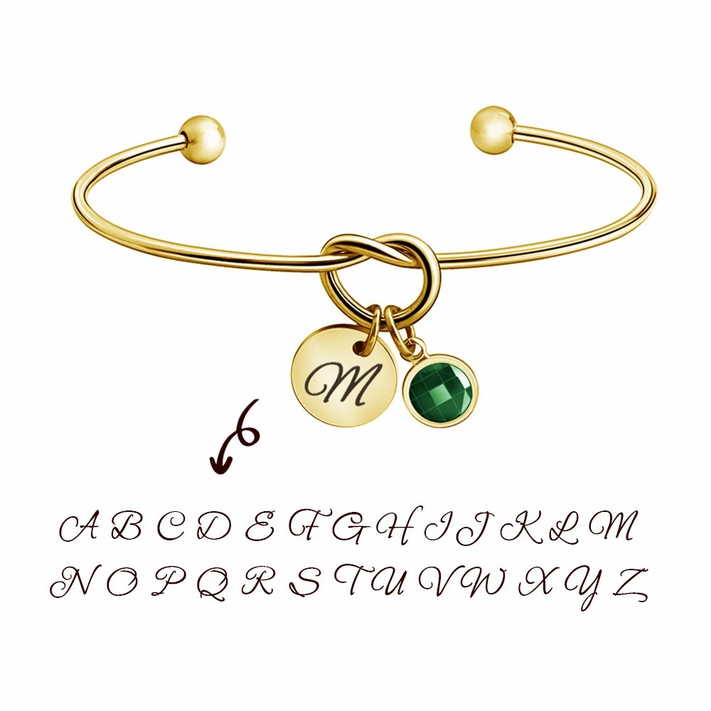 Personalised Initial and Birthstone Gold Bracelet