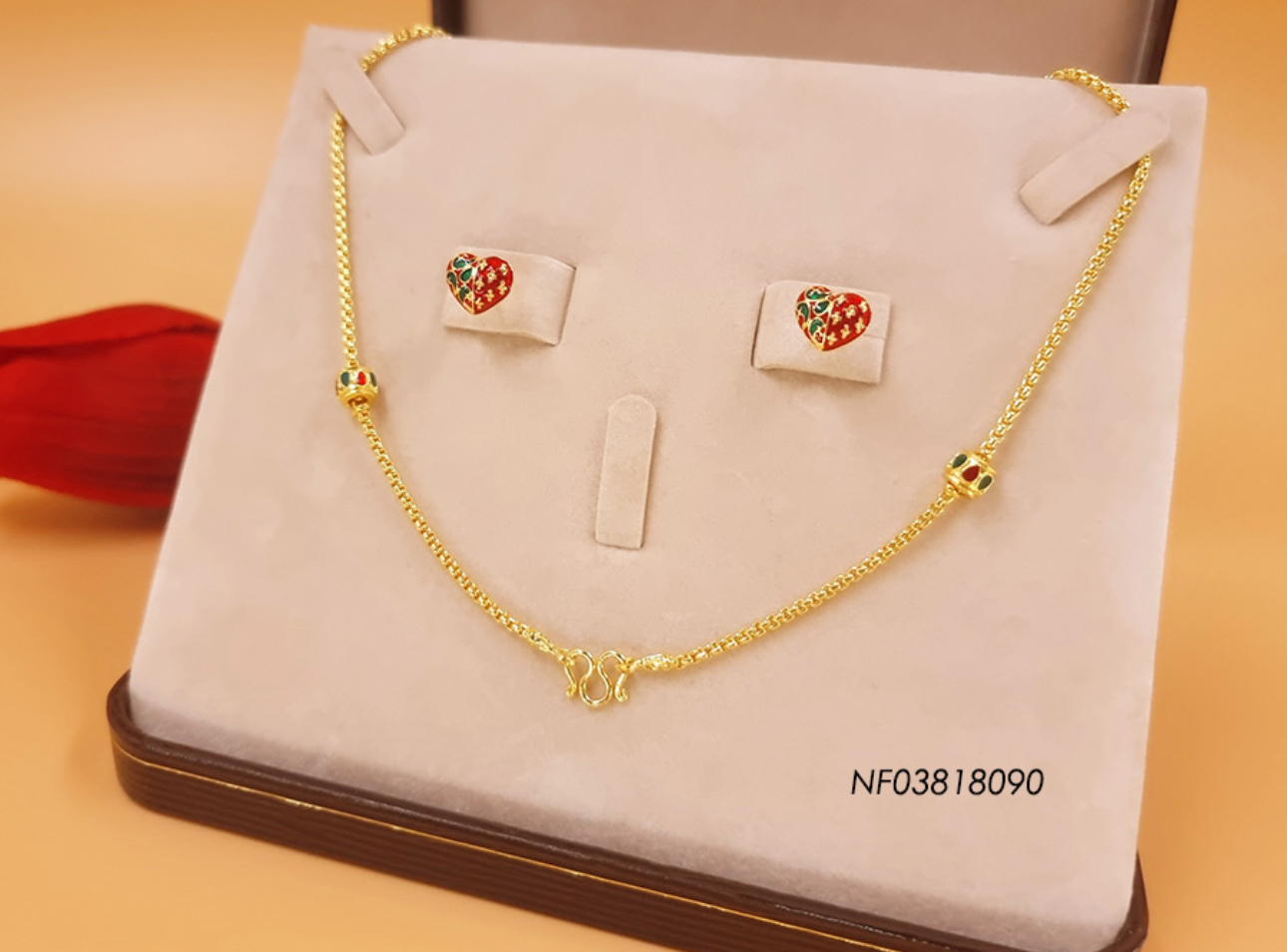 Gold Necklace with Coloured Beads