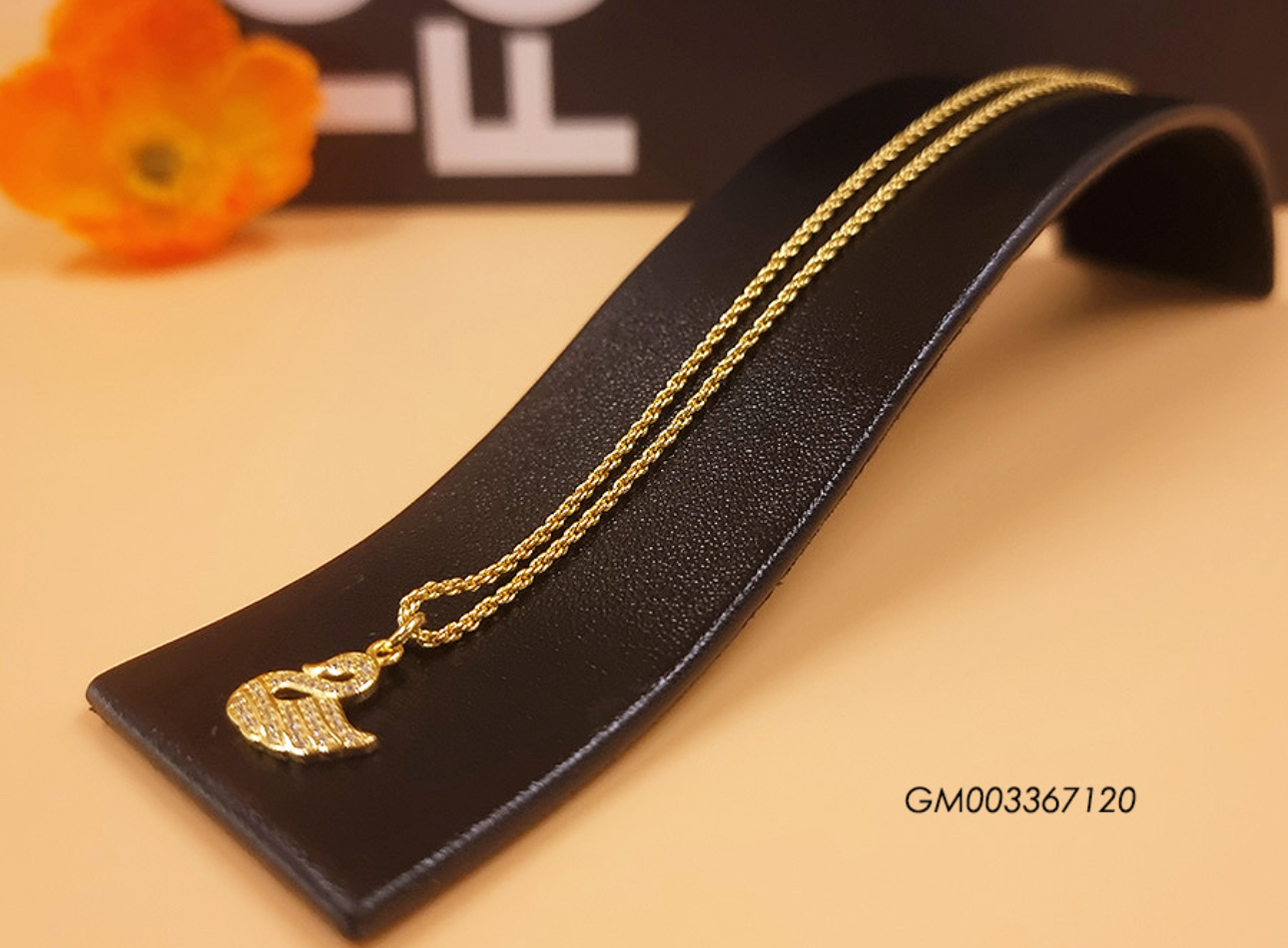 Gold Plated CZ Swan Pendant Necklace