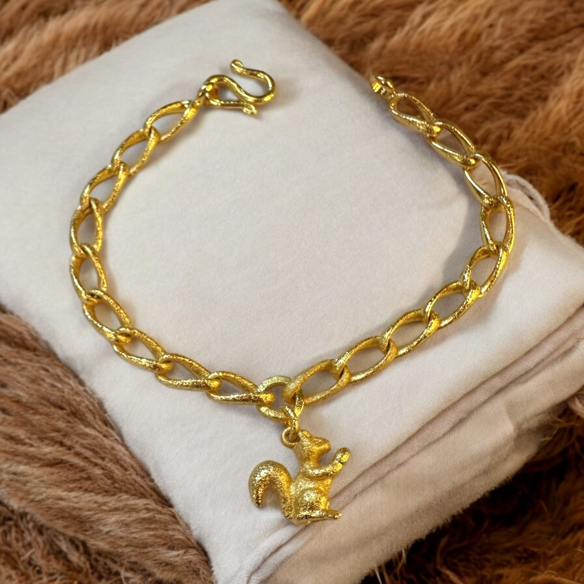 Gold Squirrel Charm Bracelet