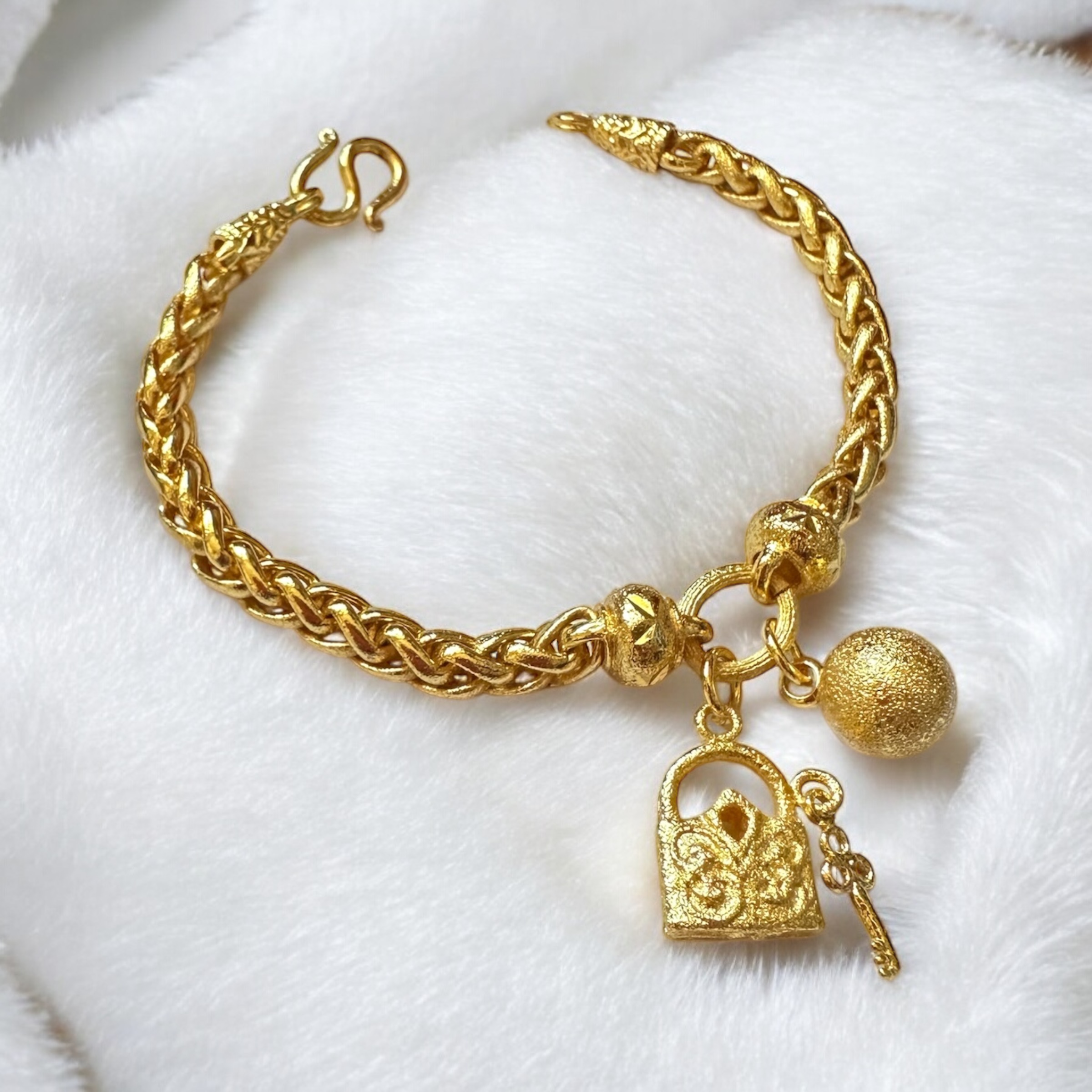 Heart Lock Charm Bracelet