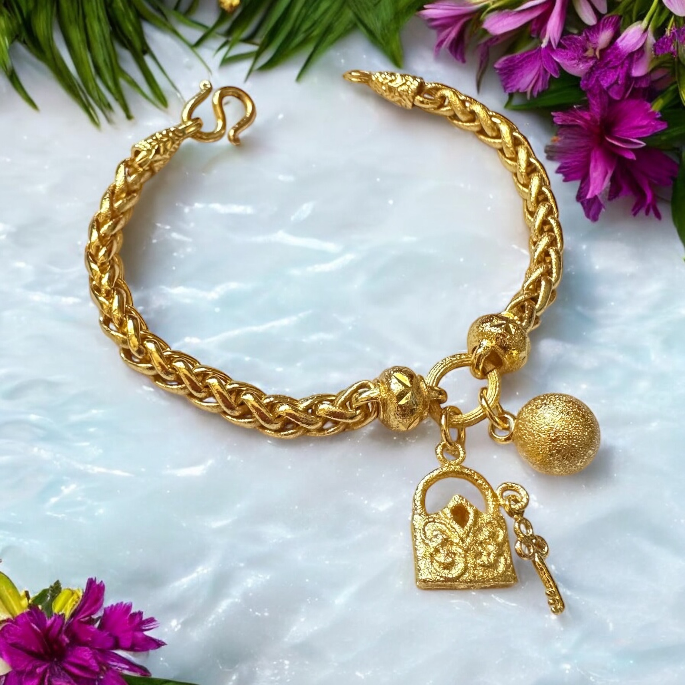 Heart Lock Charm Bracelet