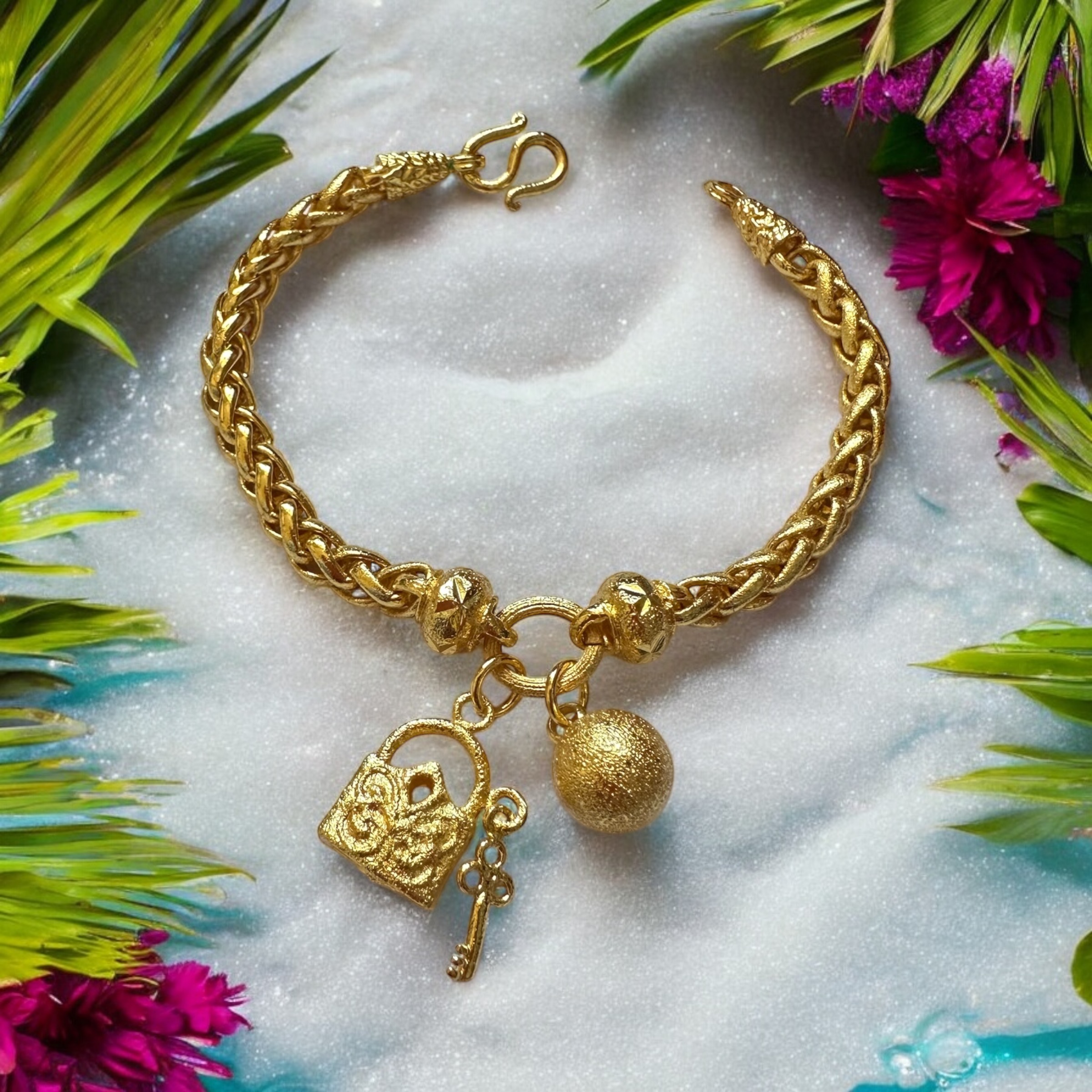 Heart Lock Charm Bracelet