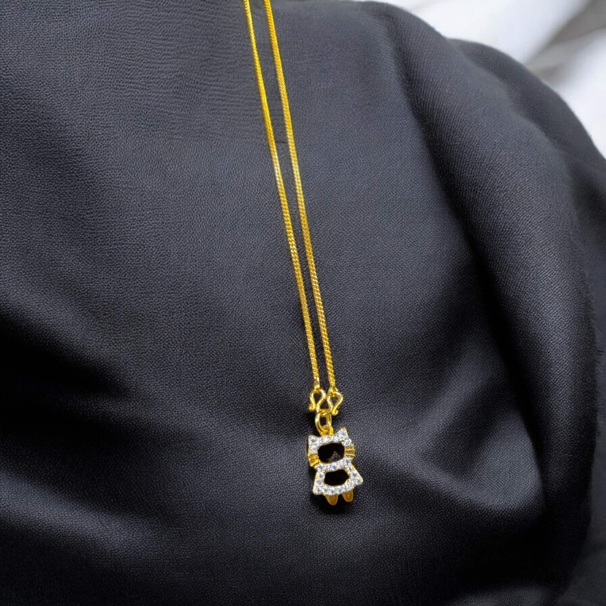 Elegant CZ Hello Kitty Pendant Necklace