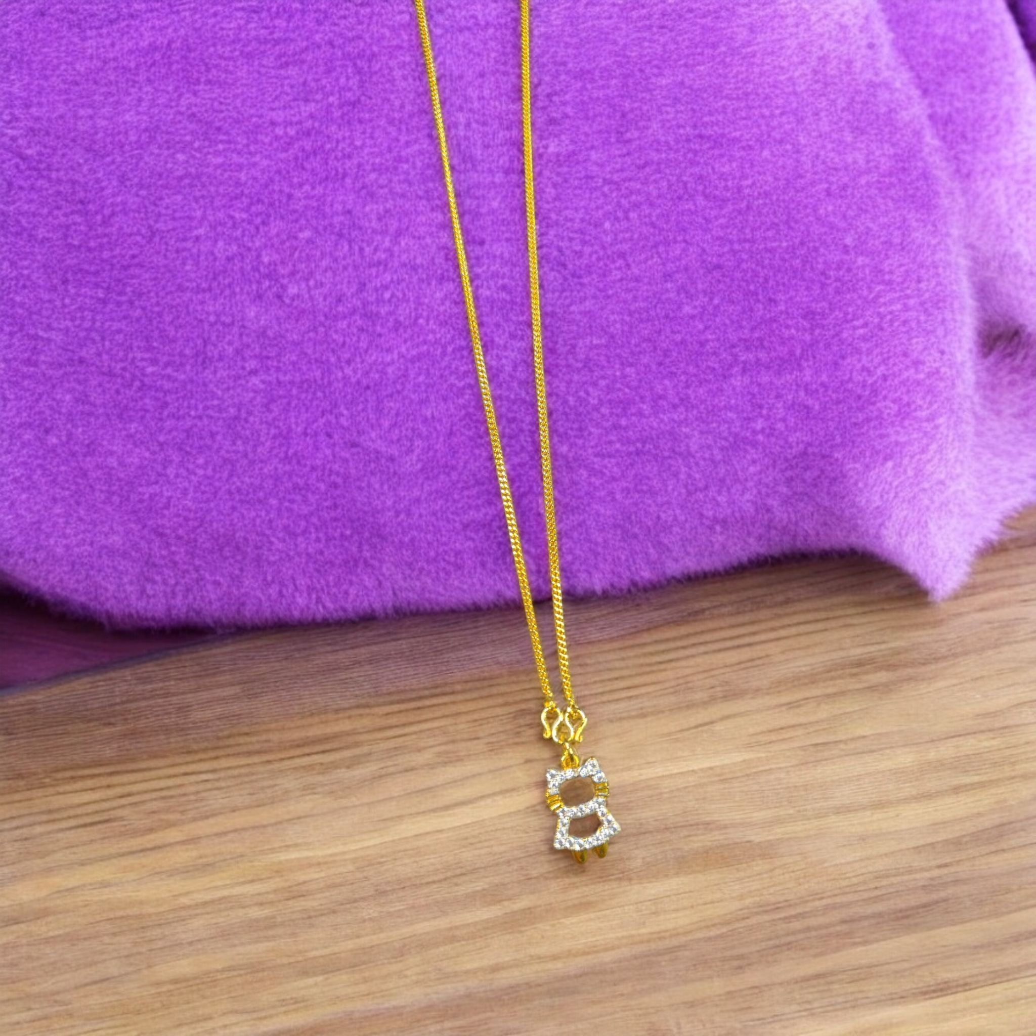 Elegant CZ Hello Kitty Pendant Necklace