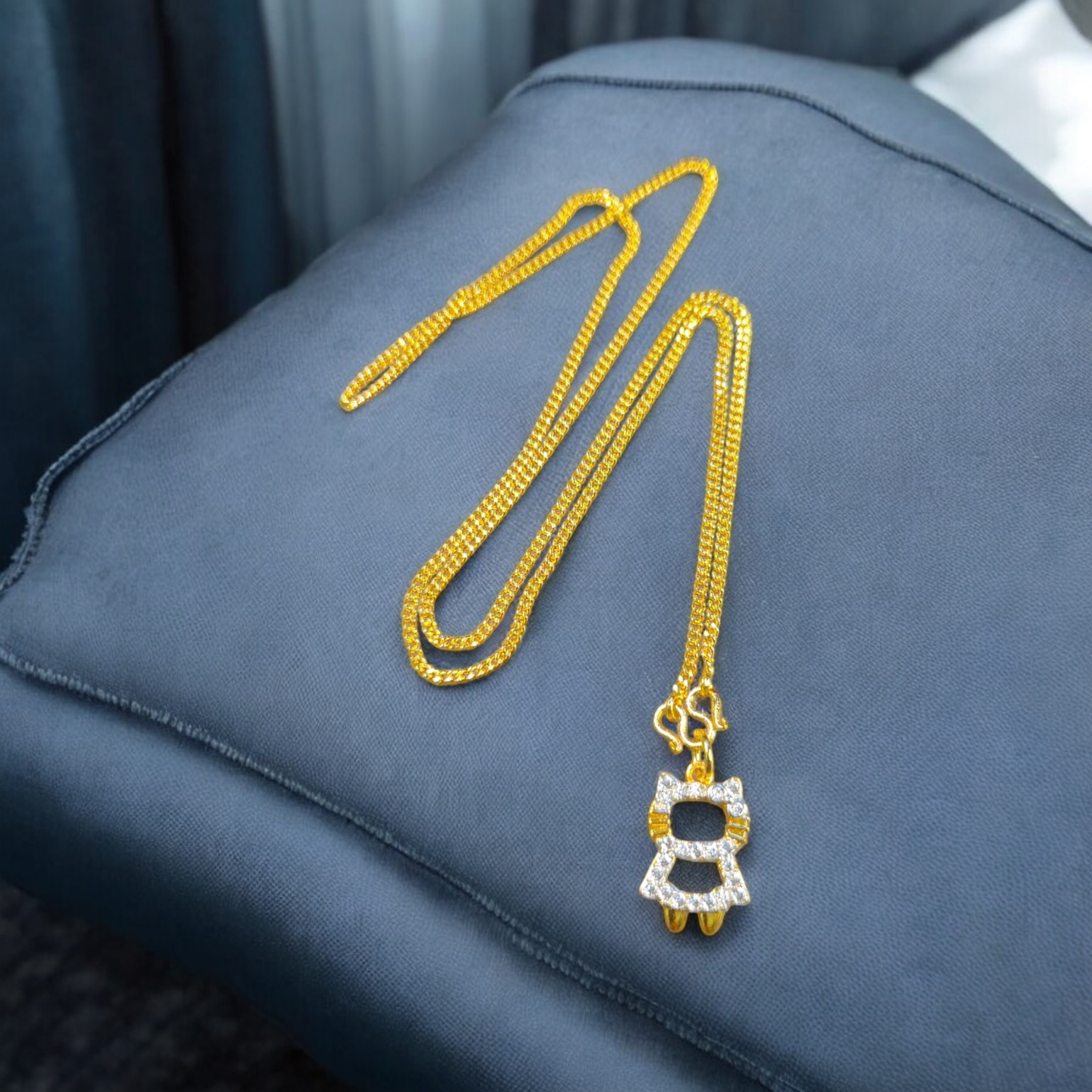 Elegant CZ Hello Kitty Pendant Necklace