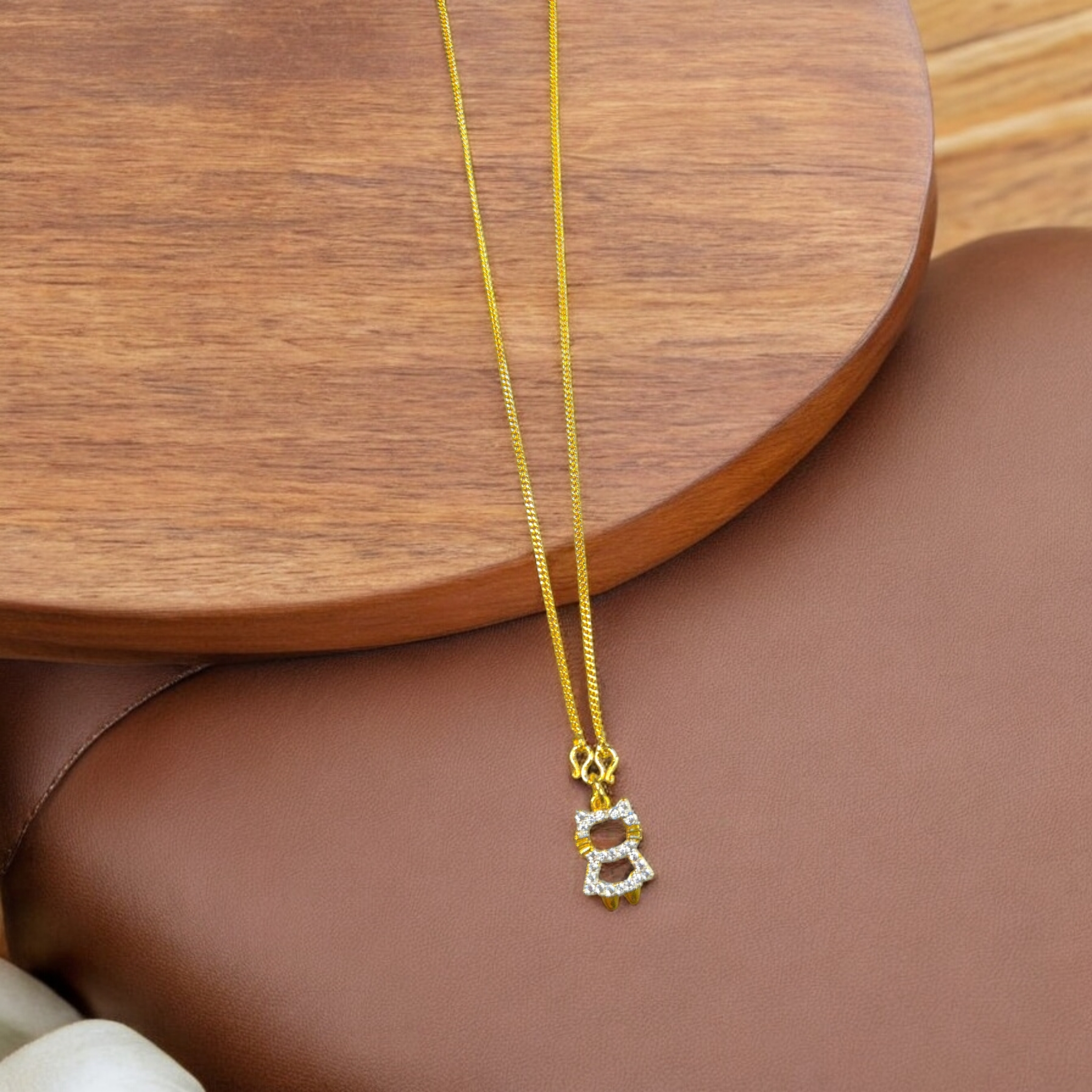 Elegant CZ Hello Kitty Pendant Necklace