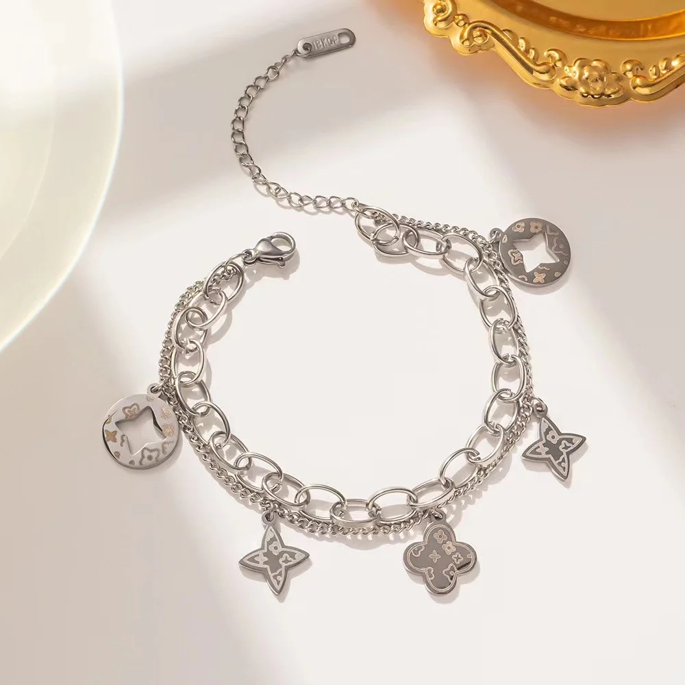 Elegant Dangling Flower Charm Bracelet