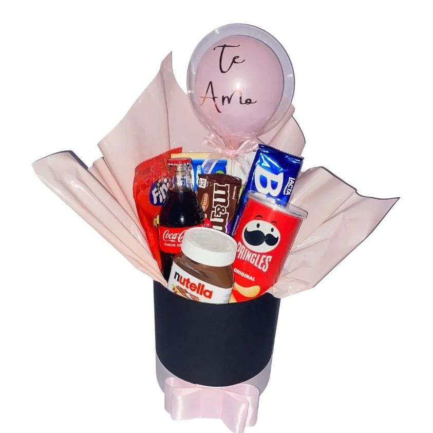 Box de Guloseimas Grande Preto com Rosa