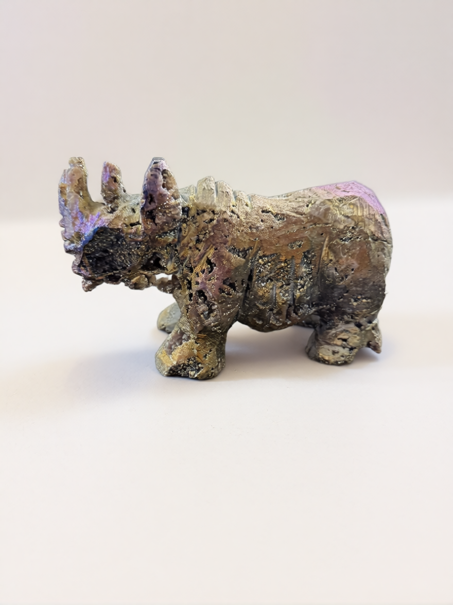 Jelly Aura Sphalerite Rhino Figurine