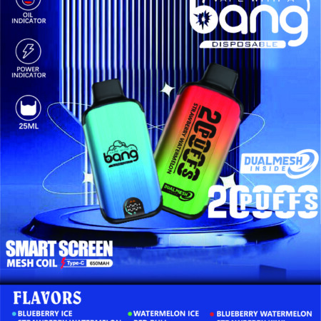 Vape jetable BANG SMART SCREEN 20 000 bouffées-B2B EN VENTE