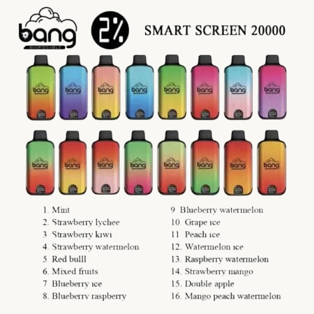 Vape jetable BANG SMART SCREEN 20 000 bouffées-B2B EN VENTE