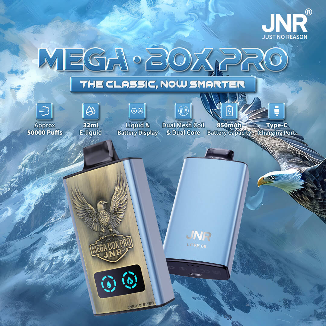 Vape jetable JNR Mega Box Pro 50 000 bouffées – Vente en gros B2B