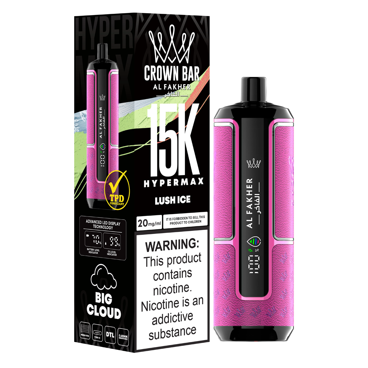 Al Fakher Crown Bar Hypermax 15000 Puffs -Vente en Gros
