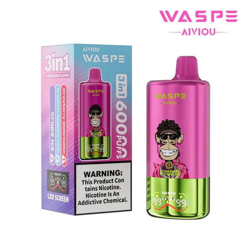 Waspe 60000 – E-Cigarette jetable 60K bouffées, triple arôme, 54 ml e-liquide