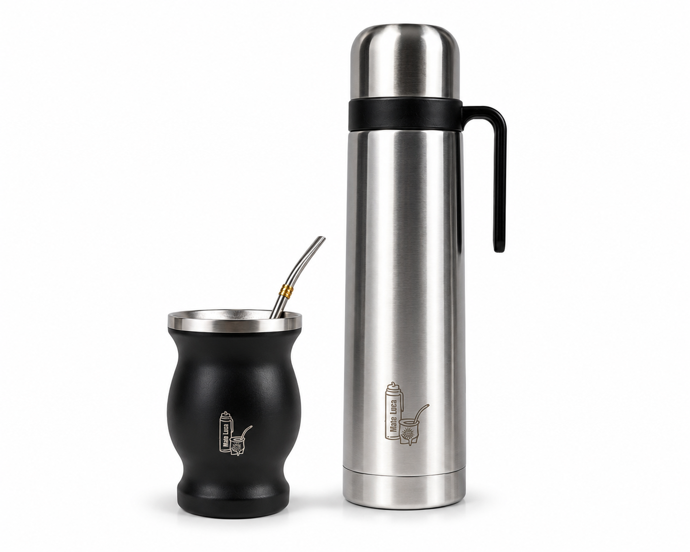 Yerba Mate Set with Thermos with Bombilla (straw)