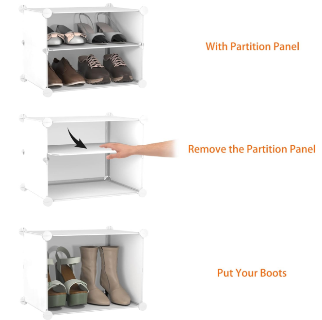 Shoe Rack, 8 Tier Shoe Storage Cabinet 32 Pair Plastic Shoe Shelves Organizer for Closet Hallway Bedroom Entryway