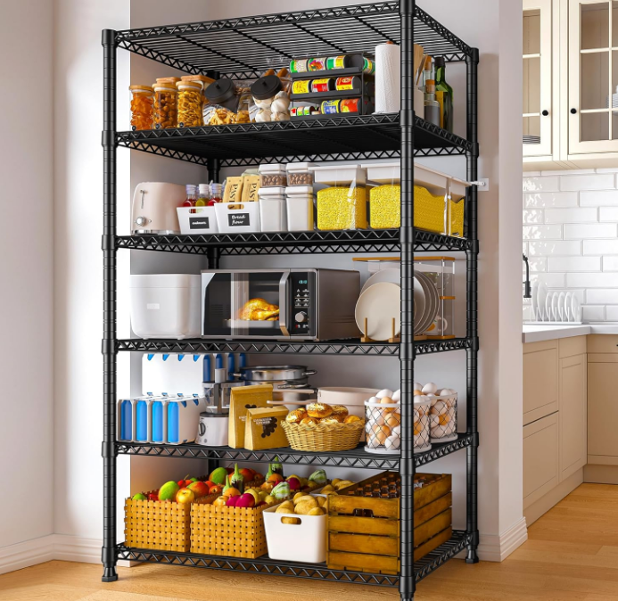 75" H Storage Shelves 6-Tier Large Wire Shelving Unit Adjustable Metal Shelving Units Detachable Storage Rack for Kitchen Laundry Living Room Heavy Duty Metal Shelf 75" X35" X14"