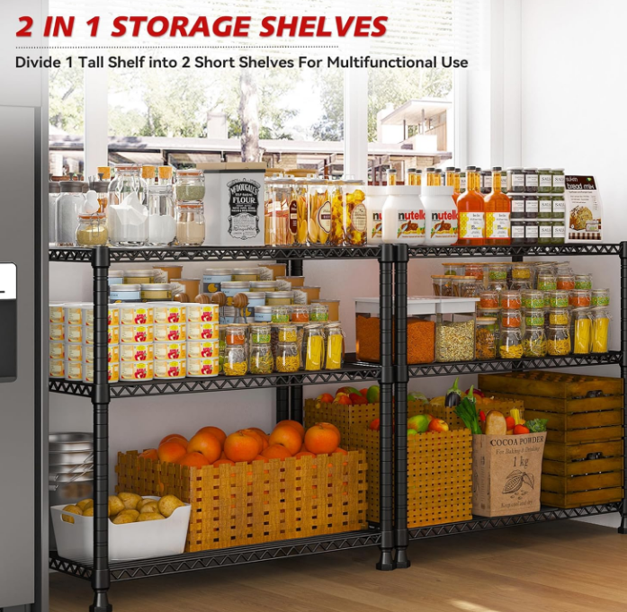 75" H Storage Shelves 6-Tier Large Wire Shelving Unit Adjustable Metal Shelving Units Detachable Storage Rack for Kitchen Laundry Living Room Heavy Duty Metal Shelf 75" X35" X14"