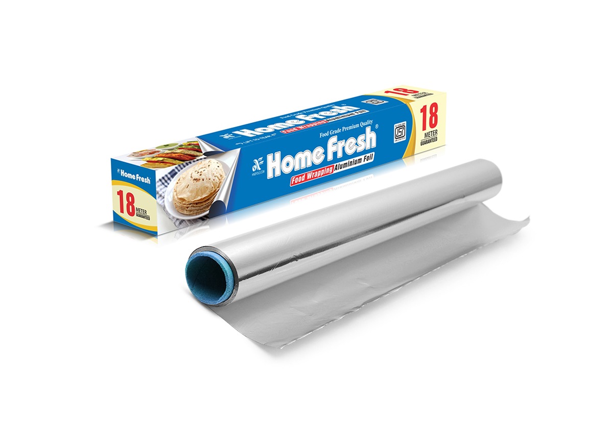 HomeFresh Silver Aluminium Foil for Food Packing 18m with 11 Micron Thickness | Keeps Food Warm and Hygienic | Ideal for Storing, Packing, Wrapping, and Serving