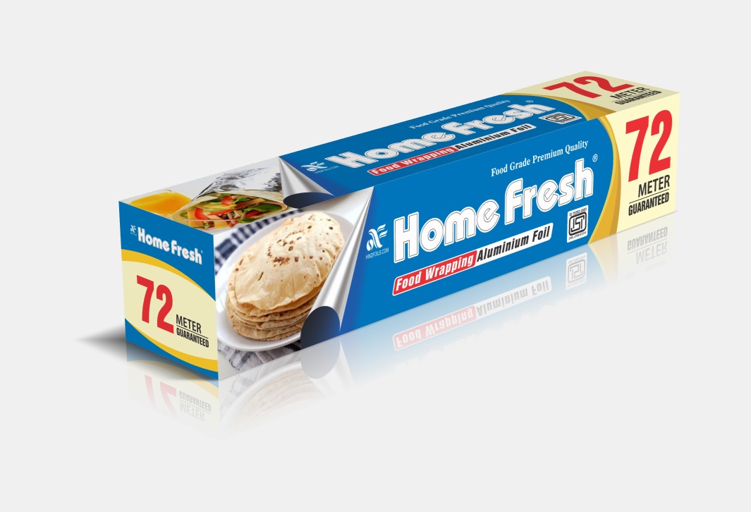 HomeFresh Silver Aluminium Foil for Food Packing 72m with 11 Micron Thickness | Keeps Food Warm and Hygienic | Ideal for Storing, Packing, Wrapping, and Serving