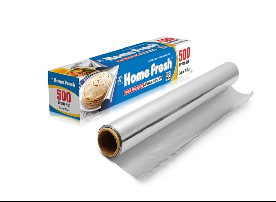 HomeFresh Silver Aluminium Foil for Food Packing 500Gram with 11 Micron Thickness | Keeps Food Warm and Hygienic | Ideal for Storing, Packing, Wrapping, and Serving