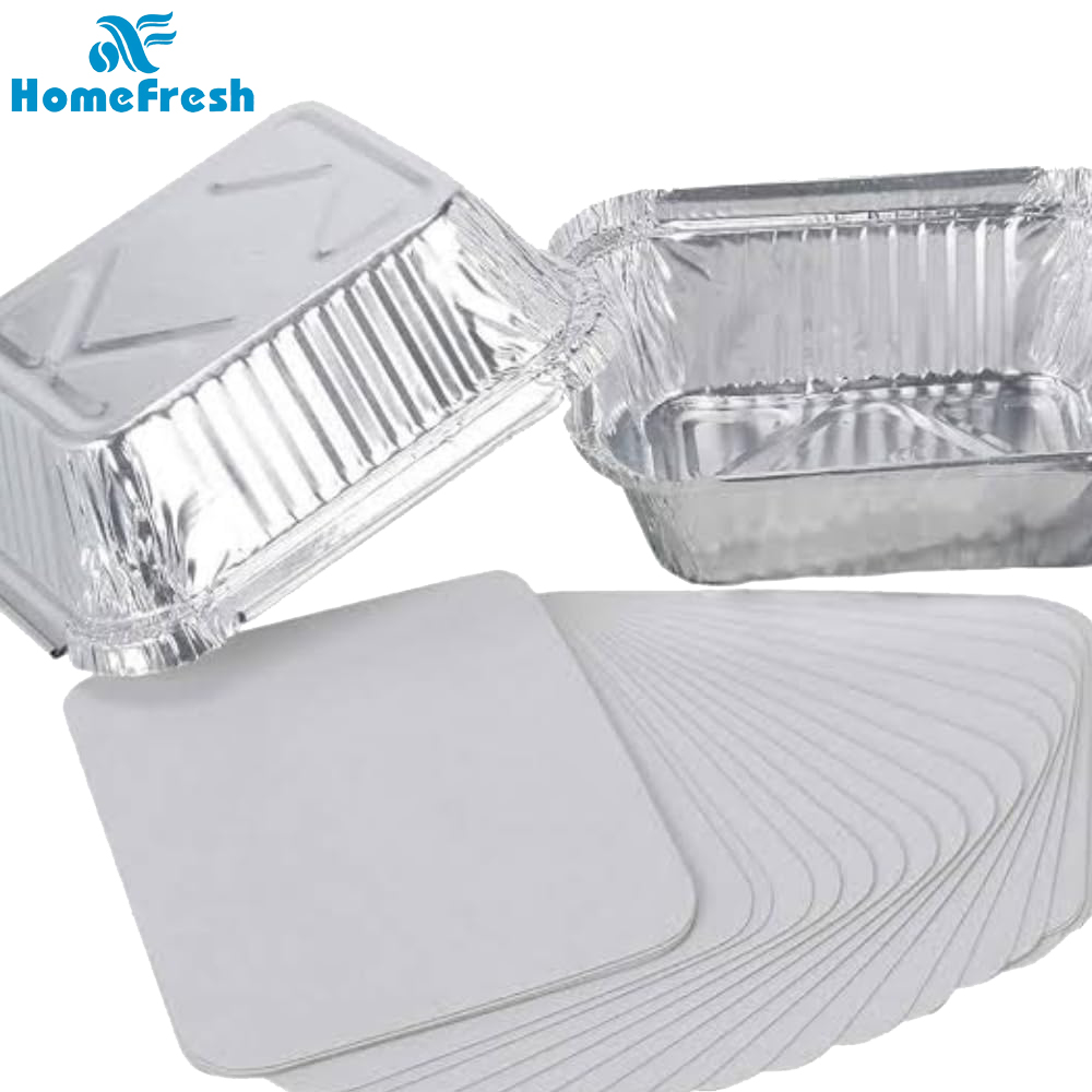 HomeFresh Food Storage Disposable Aluminium Foil Containers with Lid For Takeaway Fast Food Packaging (250 ml) - Pack of 25