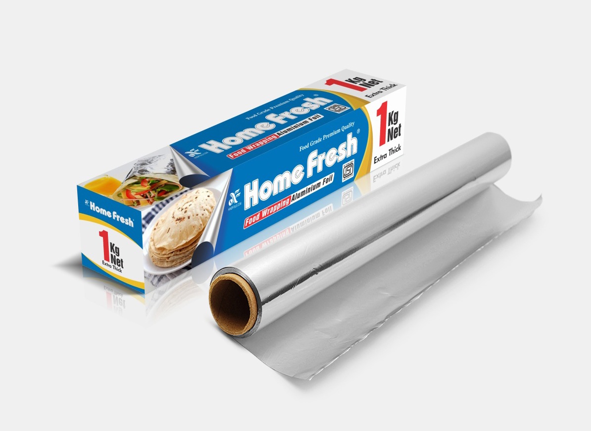 HomeFresh Silver Aluminium Foil for Food Packing 1kg with 18 Micron Thickness | Keeps Food Warm and Hygienic | Ideal for Storing, Packing, Wrapping, and Serving
