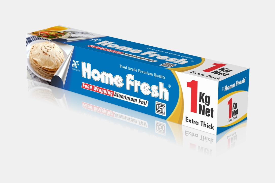 HomeFresh Silver Aluminium Foil for Food Packing 1kg with 18 Micron Thickness | Keeps Food Warm and Hygienic | Ideal for Storing, Packing, Wrapping, and Serving