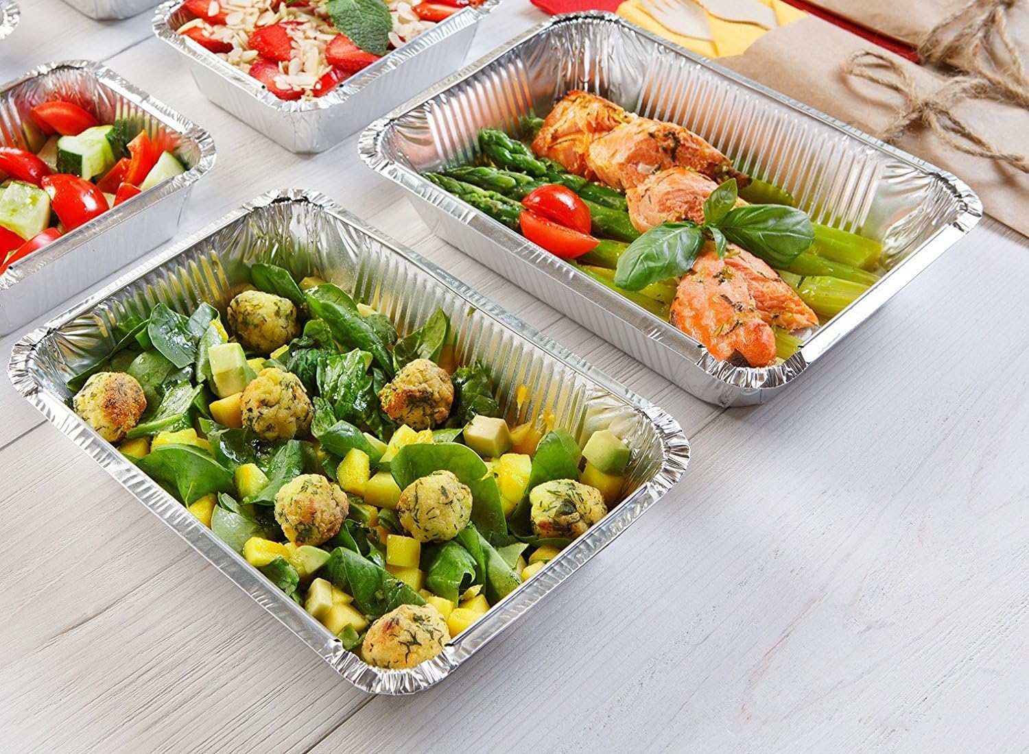 HomeFresh Food Storage Disposable Aluminium Foil Containers with Lid For Takeaway Fast Food Packaging (750 ml) - Pack of 25