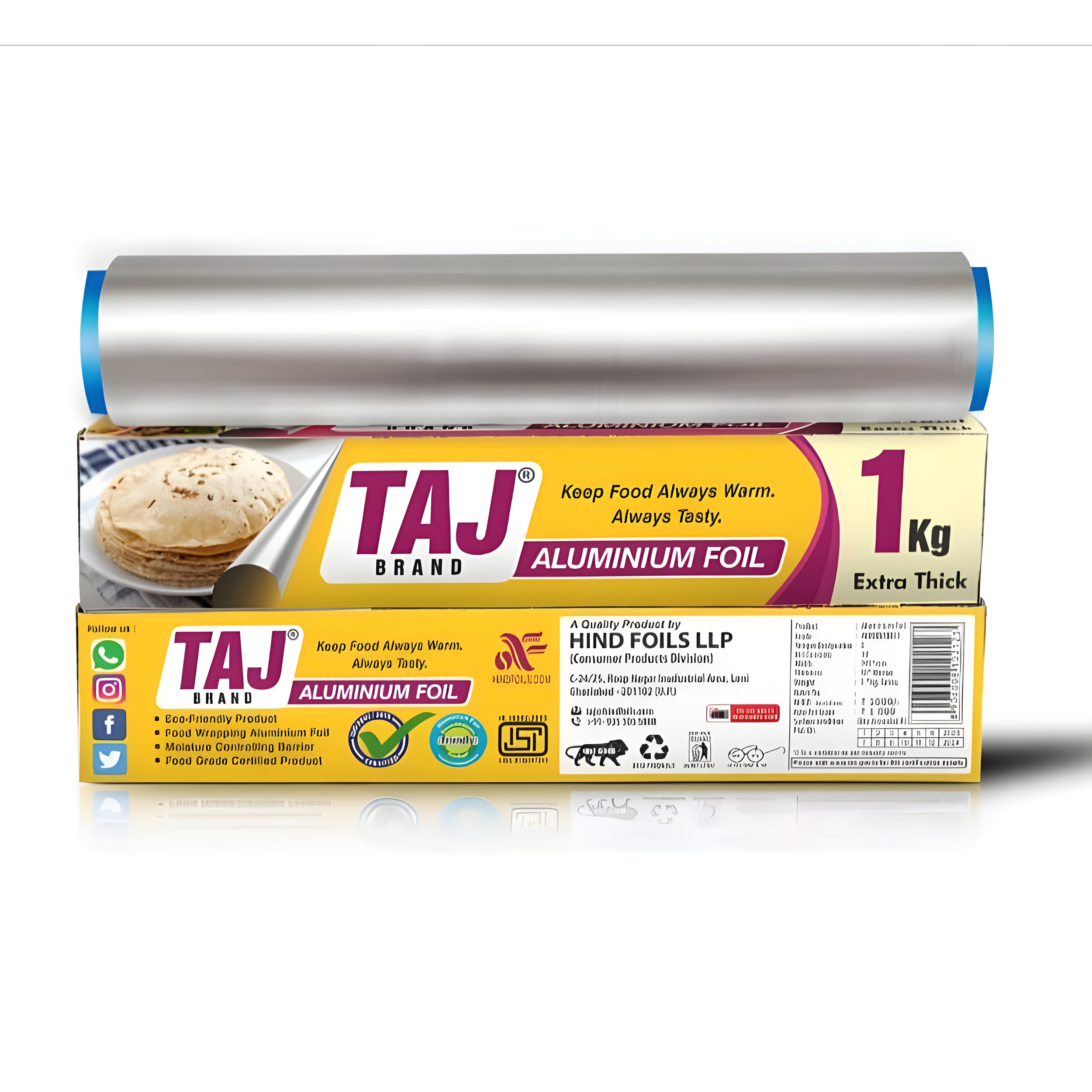 Taj Brand Aluminium Foil 1KG 18 Micron | Parchment & Wrapping Paper | Perfect for Packing, Wrapping & Cooking Food | Pack of 1