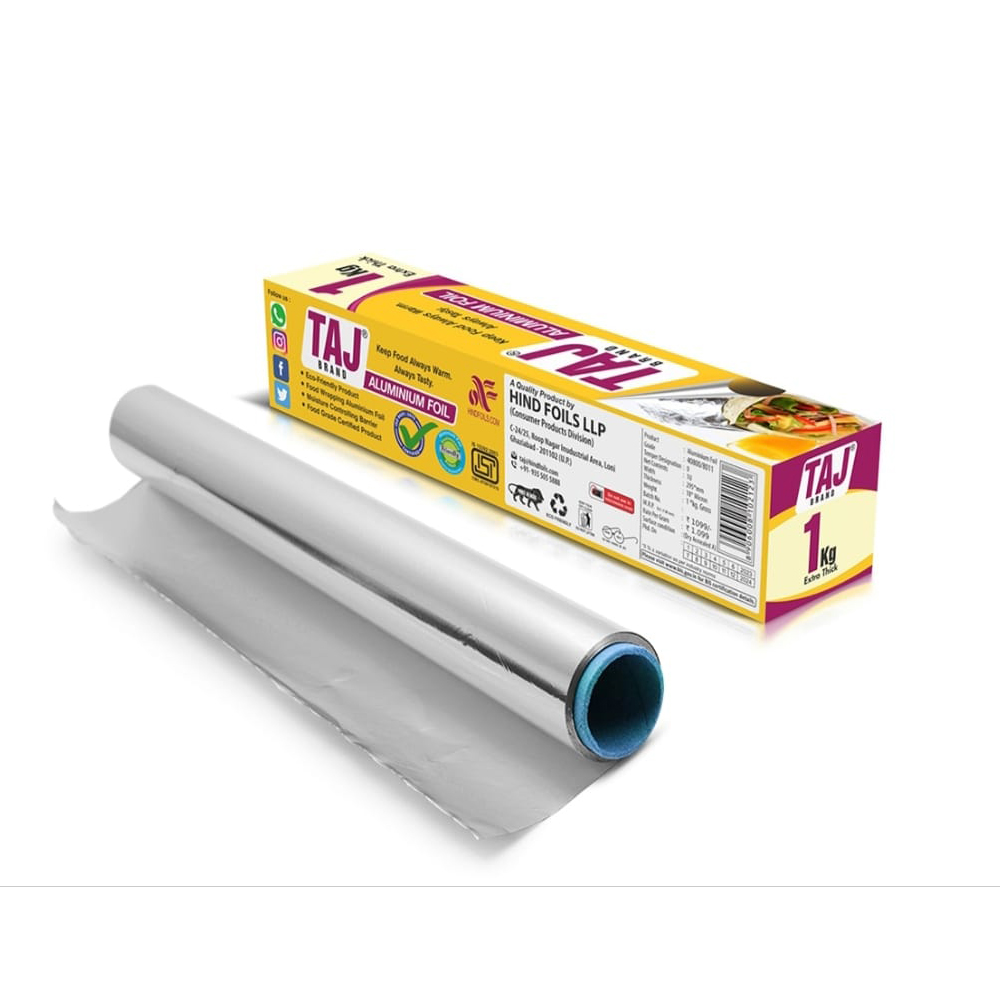 Taj Brand Aluminium Foil 1KG 18 Micron | Parchment & Wrapping Paper | Perfect for Packing, Wrapping & Cooking Food | Pack of 1