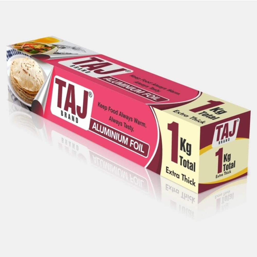 Taj Brand 1KG Total 18 Micron Perfect for Packing, Wrapping & Cooking Food Aluminium Foil