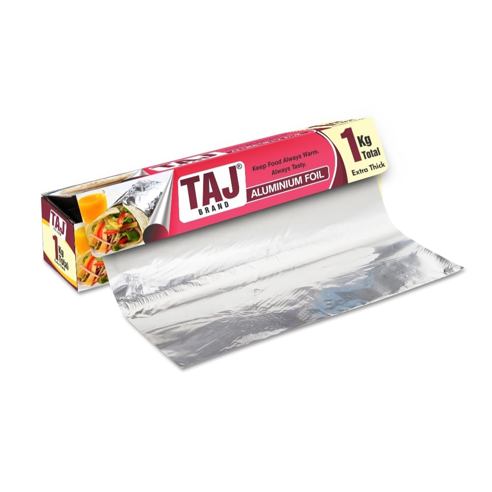 Taj Brand 1KG Total 18 Micron Perfect for Packing, Wrapping & Cooking Food Aluminium Foil