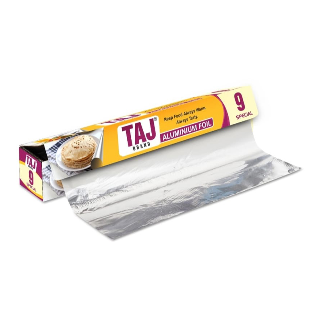 Taj Brand Aluminium Foil - Special 9 (11 Microns) Food Packing, Wrap