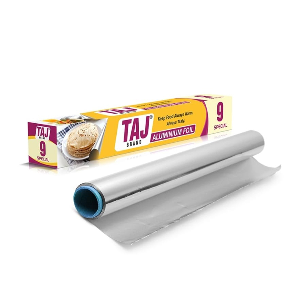 Taj Brand Aluminium Foil - Special 9 (11 Microns) Food Packing, Wrap