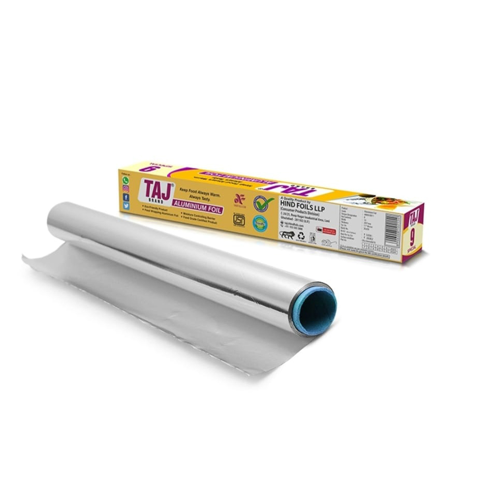 Taj Brand Aluminium Foil - Special 9 (11 Microns) Food Packing, Wrap