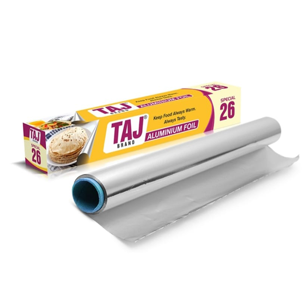 Taj Brand Aluminium Foil - Special 26 (11 Microns) Food Packing, Wrap