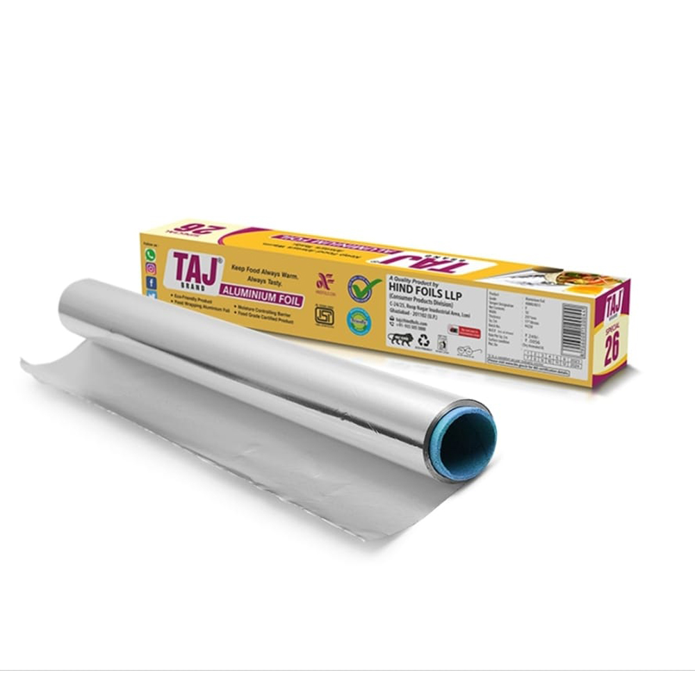 Taj Brand Aluminium Foil - Special 26 (11 Microns) Food Packing, Wrap